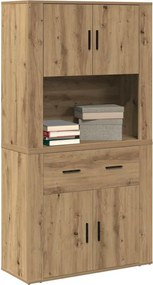 vidaXL Υψηλός Μπουφές artisan δρυς 80 x 33 x 150 εκ Επεξεργασμένο ξύλο