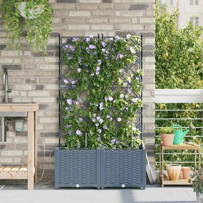 vidaXL Γλάστρα Κήπου 2 pcs Ανοιχτό Γκρι Ατσάλι