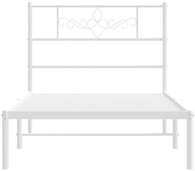vidaXL Πλαίσιο Κρεβατιού Χωρ. Στρώμα&amp;Κεφαλάρι Λευκό 75x190 εκ. Μέταλλο