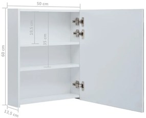 Ντουλάπι Μπάνιου με Καθρέφτη και Φωτισμό LED 50 x 13,5 x 60 εκ. - Λευκό