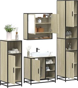 vidaXL Σετ Επίπλων Μπάνιου 4 Τεμαχίων Sonoma Δρυς Επεξεργασμένο Ξύλο