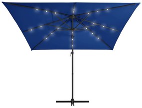 Ομπρέλα Κρεμαστή Αζούρ Μπλε 250x250 εκ. με Ατσάλινο Ιστό &amp; LED - Μπλε