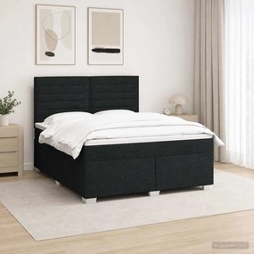 vidaXL Κρεβάτι box spring με στρώμα Μαύρο 180 x 200 cm Ύφασμα