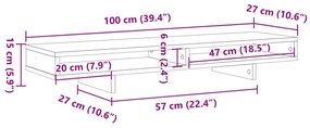 Βάση Οθόνης Όψη Παλαιού Ξύλου 100x27x15 εκ. από Επεξ. Ξύλο - Καφέ