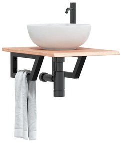 Ράφι Νιπτήρα Τοίχου από Ατσάλι / Μασίφ Ξύλο Δρυός