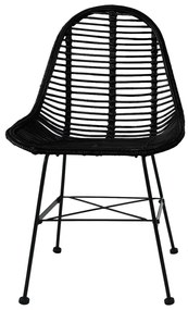 vidaXL Καρέκλες Τραπεζαρίας 6 τεμ. Μαύρες από Γνήσιο Ρατάν