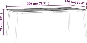 vidaXL Τραπέζι Κήπου Ανθρακί 200x100x71 εκ. Ατσάλινο