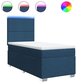 vidaXL Κρεβάτι Boxspring με Στρώμα Μπλε 80x200 εκ. Υφασμάτινο