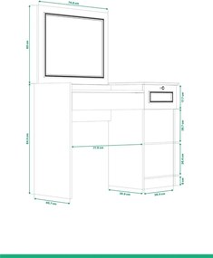 Stewehome Τραπέζι μακιγιάζ με καθρέφτη στυλ 120x145x41 cm