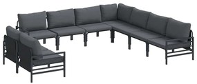 vidaXL Σετ Καναπέ Κήπου 9 pcs Ανθρακί Ατσάλι