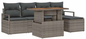 vidaXL Σέτ φαγητού για κήπο με μαξιλάρι 6 pcs Γκρι, Καφέ