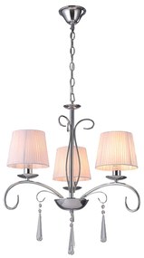 Φωτιστικό Οροφής  KQ 9007-3 FLAREN NICKEL PENDANT CRYSTALS &amp; WHITE SHADES 1Ζ2 - 77-8195 - 51W - 100W - 77-8195