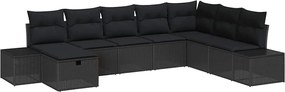 vidaXL Σετ Καναπέ Κήπου με μαξιλάρι 8 pcs Μαύρο Πολυ ράταν
