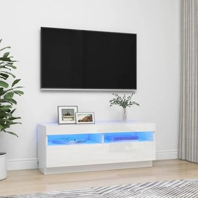 Έπιπλο Τηλεόρασης με LED Γυαλιστερό Λευκό 100 x 35 x 40 εκ. - Λευκό