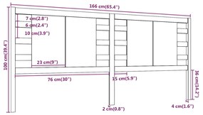 vidaXL Κεφαλάρι Κρεβατιού Γκρι 166 x 4 x 100 εκ. από Μασίφ Ξύλο Πεύκου