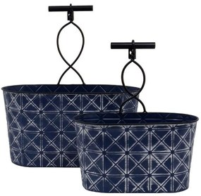 Κασπώ (Σετ 2Τμχ) 128-123-067 34x19,5x36,5/25x14,5x29cm Blue Metal