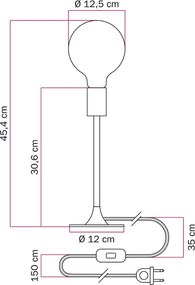 Επιτραπέζιο Πορτατίφ MAG-Y με Λάμπα G125 Οπάλ Μαύρο