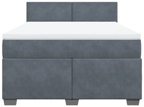 Κρεβάτι Boxspring με Στρώμα Σκούρο Γκρι 140x200 εκ. Βελούδινο - Γκρι