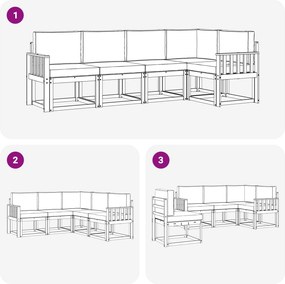 vidaXL Σειρά Καναπέ Εξωτερικού με μαξιλάρι 5 pcs Λευκό και Κρεμ