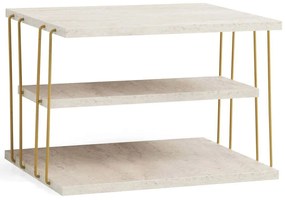 Τραπεζάκι Βοηθητικό Lifon 854KLN4761 50x40x33cm Travertine Beige-Gold