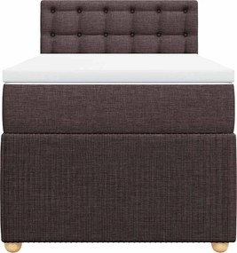vidaXL Κρεβάτι Boxspring με Στρώμα Σκούρο Καφέ 80x200 εκ. Υφασμάτινο