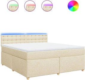 vidaXL Κρεβάτι Boxspring με Στρώμα Κρεμ 180x200 εκ. Υφασμάτινο