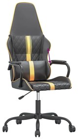 Καρέκλα Gaming Μαύρο/Χρυσό από Συνθετικό Δέρμα - Μαύρο