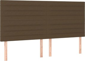 vidaXL Κρεβάτι Boxspring με Στρώμα &amp; LED Σκ.Καφέ 200x200εκ. Υφασμάτινο