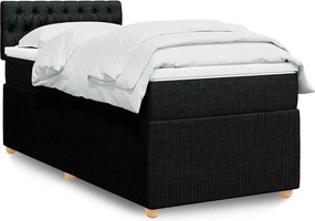 vidaXL Κρεβάτι Boxspring με Στρώμα Μαύρο 80 x 200 εκ. Υφασμάτινο