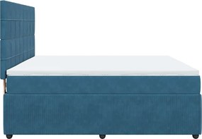 vidaXL Κρεβάτι Boxspring με Στρώμα Μπλε 180x200 εκ. Βελούδινο