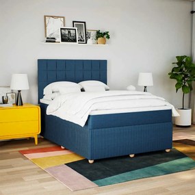 vidaXL Κρεβάτι Boxspring με Στρώμα Μπλε 140x190 εκ. Υφασμάτινο