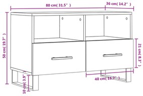 Έπιπλο Τηλεόρασης Γκρι Σκυροδέματος 80x36x50 εκ. Επεξεργ. Ξύλο - Γκρι