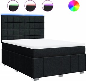vidaXL Κρεβάτι Boxspring με Στρώμα Μαύρο 140x190 εκ. Υφασμάτινο