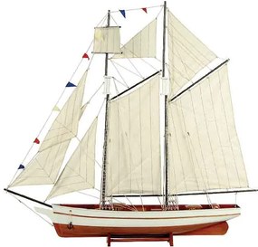 Ξύλινο Καράβι Ιστιοφόρο Cutty Sark 50x9,5xH45cm,Χρώμα Λευκό-Καφέ 31094