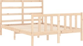 vidaXL Πλαίσιο Κρεβατιού με Κεφαλάρι από Μασίφ Ξύλο Double