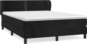 vidaXL Κρεβάτι Boxspring με Στρώμα Μαύρο 140x190 εκ. Βελούδινο