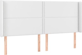 vidaXL Κεφαλάρι Κρεβατιού LED Λευκό 203x16x118/128 εκ. Συνθετ. Δέρμα