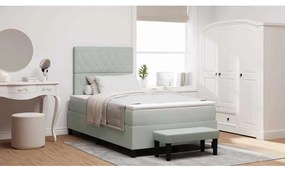 vidaXL Κρεβάτι box spring  με στρώμα & πάγκο ανοιχτό γκρι 120x200 εκ. βελούδο
