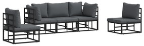 vidaXL Σετ Καναπέ Κήπου 5 pcs Μαύρο 213 x 71.5 x 71 εκ. Αλουμίνιο