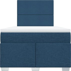 vidaXL Κρεβάτι Boxspring με Στρώμα Μπλε 120x200 εκ. Υφασμάτινο