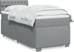 vidaXL Κρεβάτι Boxspring με Στρώμα Ανοιχτό Γκρι 80x200 εκ. Υφασμάτινο