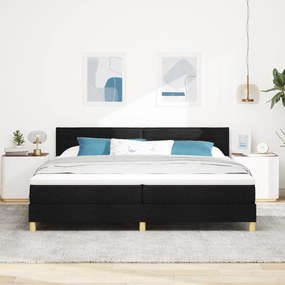 vidaXL Κρεβάτι Box Spring με Στρώμα Μαύρο 200x200 cm Ύφασμα