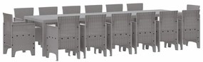 vidaXL Σέτ φαγητού για κήπο 15 pcs Ανοιχτό γκρι Rattan Polt