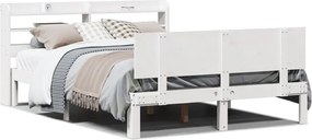 vidaXL Πλαίσιο Κρεβατιού Κεφαλάρι Λευκό 150x200εκ Μασίφ Πεύκο