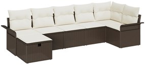 vidaXL Set Σαλονιού  7 Τεμαχίων με Μαξιλάρια Καφέ Πολυρατάν