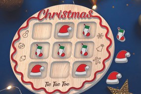 Σετ των 2 Intra απο ξύλο plywood 3mm-4mm πάχος - Χριστουγεννιάτικο παιχνίδι Tic Tac Toe Laser Cut Δίασταση 15x15 cm INTRAFABR-107769141