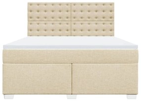 Κρεβάτι Boxspring με Στρώμα Κρεμ 180x200 εκ. Υφασμάτινο - Κρεμ