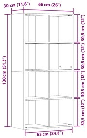 ντουλάπι βιβλίων Παλιό ξύλο 66x30x130 cm Κατασκευασμένο ξύλο - Καφέ
