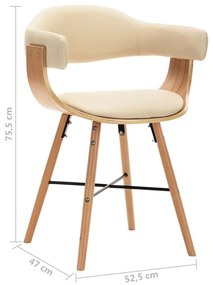 Καρέκλες Τραπεζαρίας 2 τεμ. Κρεμ Συνθετικό Δέρμα/Λυγισμένο Ξύλο - Κρεμ