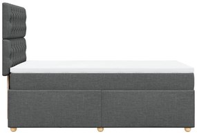 Κρεβάτι Boxspring με Στρώμα Σκούρο Γκρι 90x190 εκ. Υφασμάτινο - Γκρι